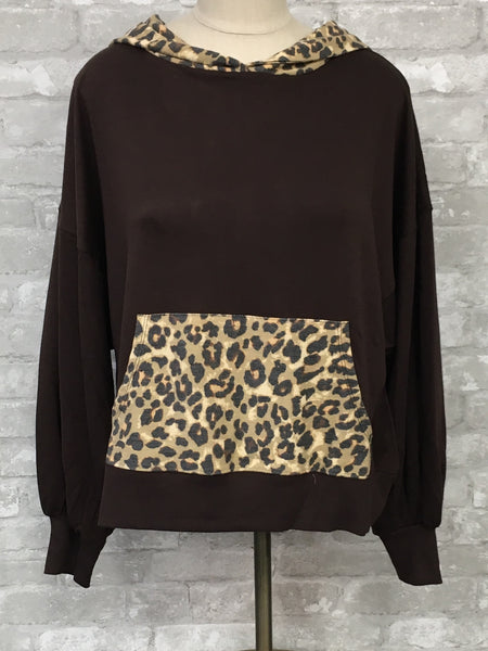 Brown/Tan Animal Print Lounge Pullover/Shorts (Small, Large, X-Large)