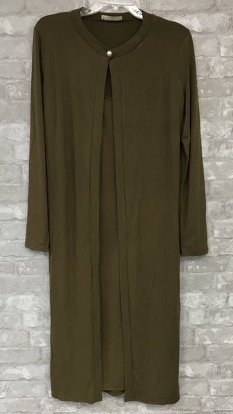 Olive Dress/Cardigan (Medium, Large)