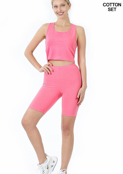 Pink Athletic Shorts and Top by Zenana (MED, LG, XLG)